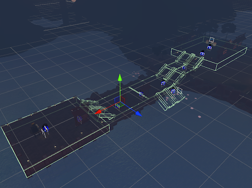 VR scene layout showing navigation zones